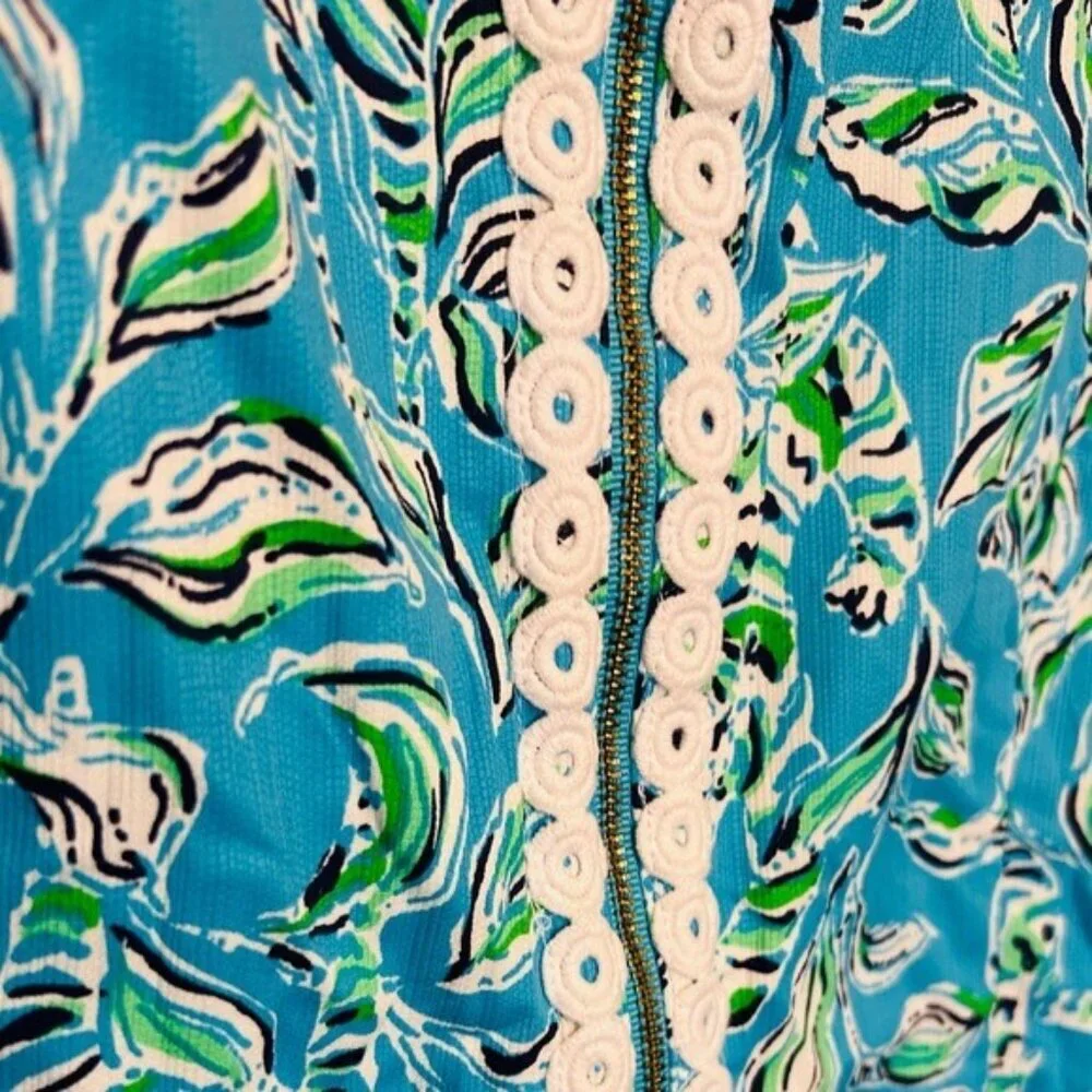 Lilly Pulitzer Turquoise Oasis Outta Line Engineered white Lace Shift dress Sz 8 - Picture 11 of 12